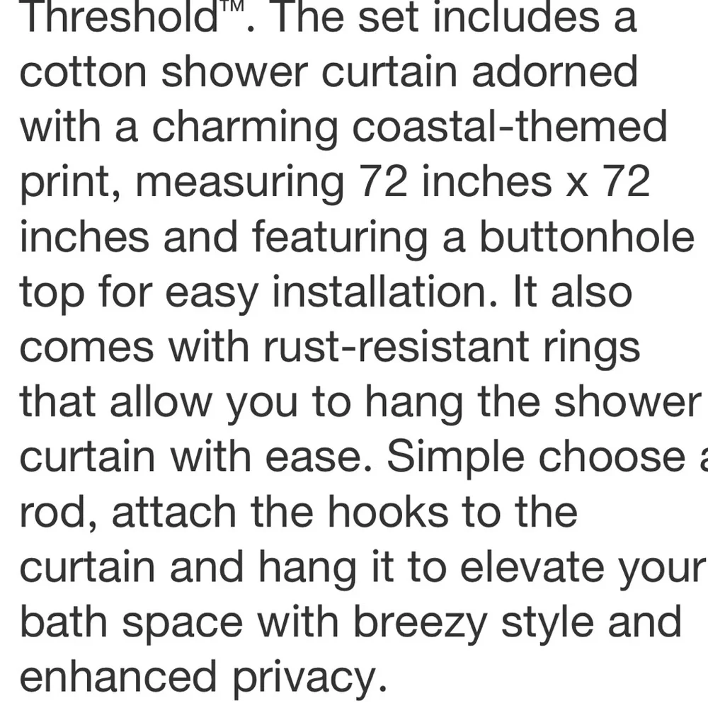 THRESHOLD NWT coastal abstract shower curtain -red/cream